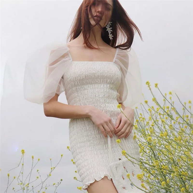

Summer Hot Sale Women White Dress Fashion Mesh Short Dress Sexy Pencil Dress