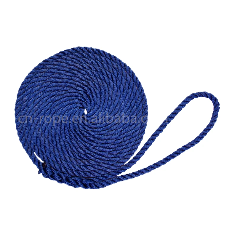 Boat Yacht Accessories High Strength 3 Strand Twisted Polyester Dock Line Mooring Rope