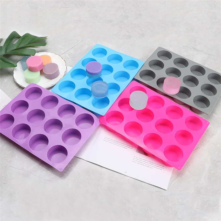 

Y3091 wholesale 12 cavity cylinder column silicone cake molds, Purple