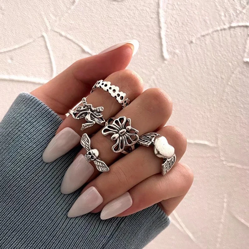 

Hot Selling Fashion Stainless Steel Creative Simple Women Jewelry Big Round Freshwater Female Ring Set, Silver