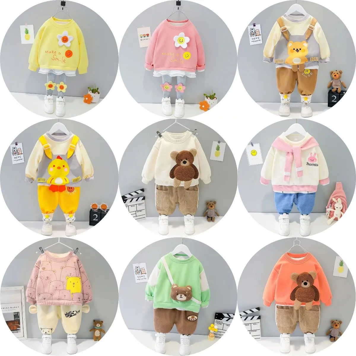 

Autumn 2021 new cartoon leisure high quality children hoodie two sets of Korean style jacket children suit manufacturers wholesa