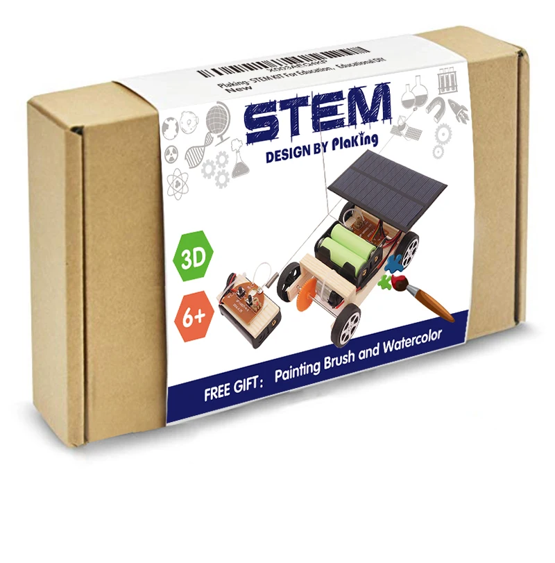 

Wooden Solar Car with remote Creative Engineering Circuit Science Stem Building Kit