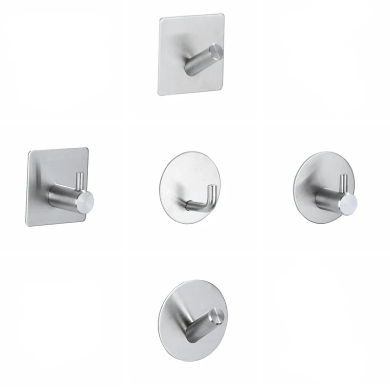 

304 stainless steel self adhesive coat towel robe hook wall hook, Silver/black