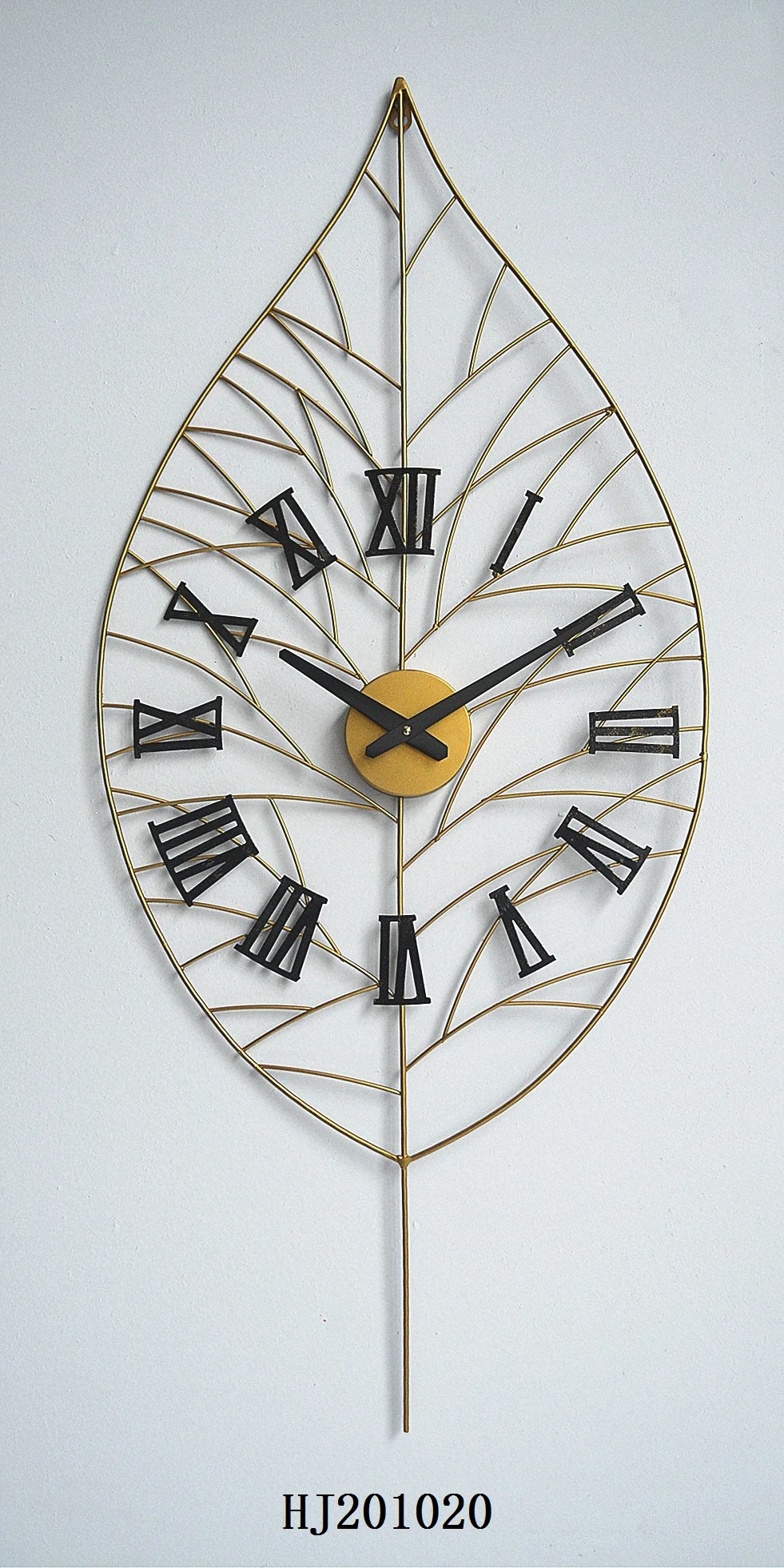 室内北欧金属雪花形状 3d黄金挂钟家居装饰
