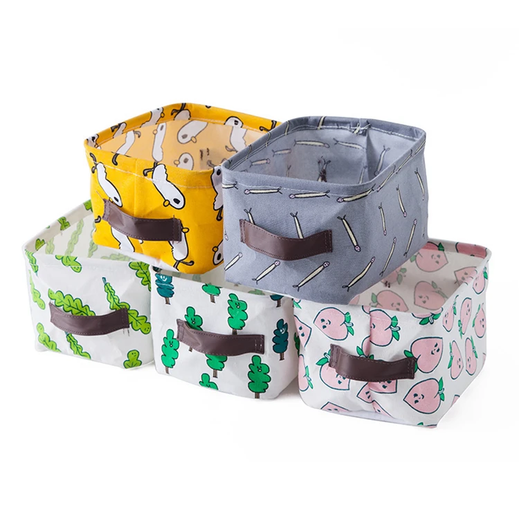 

Hot selling waterproof cotton&linen sundry storage basket cosmetic snacks organizer table storage box