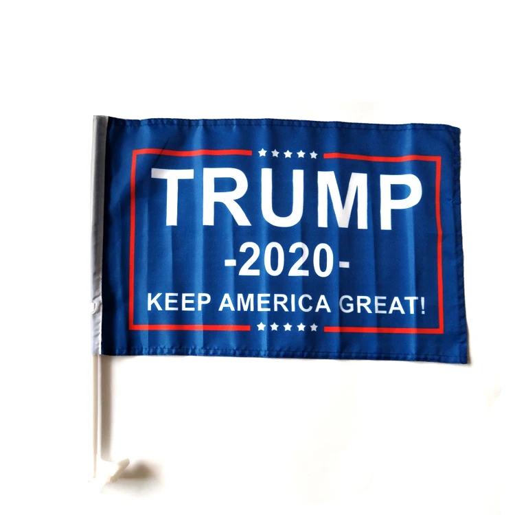 Durable Polyester 30*45cm Trump 2020 Car Window Flag With Plastic Pole ...