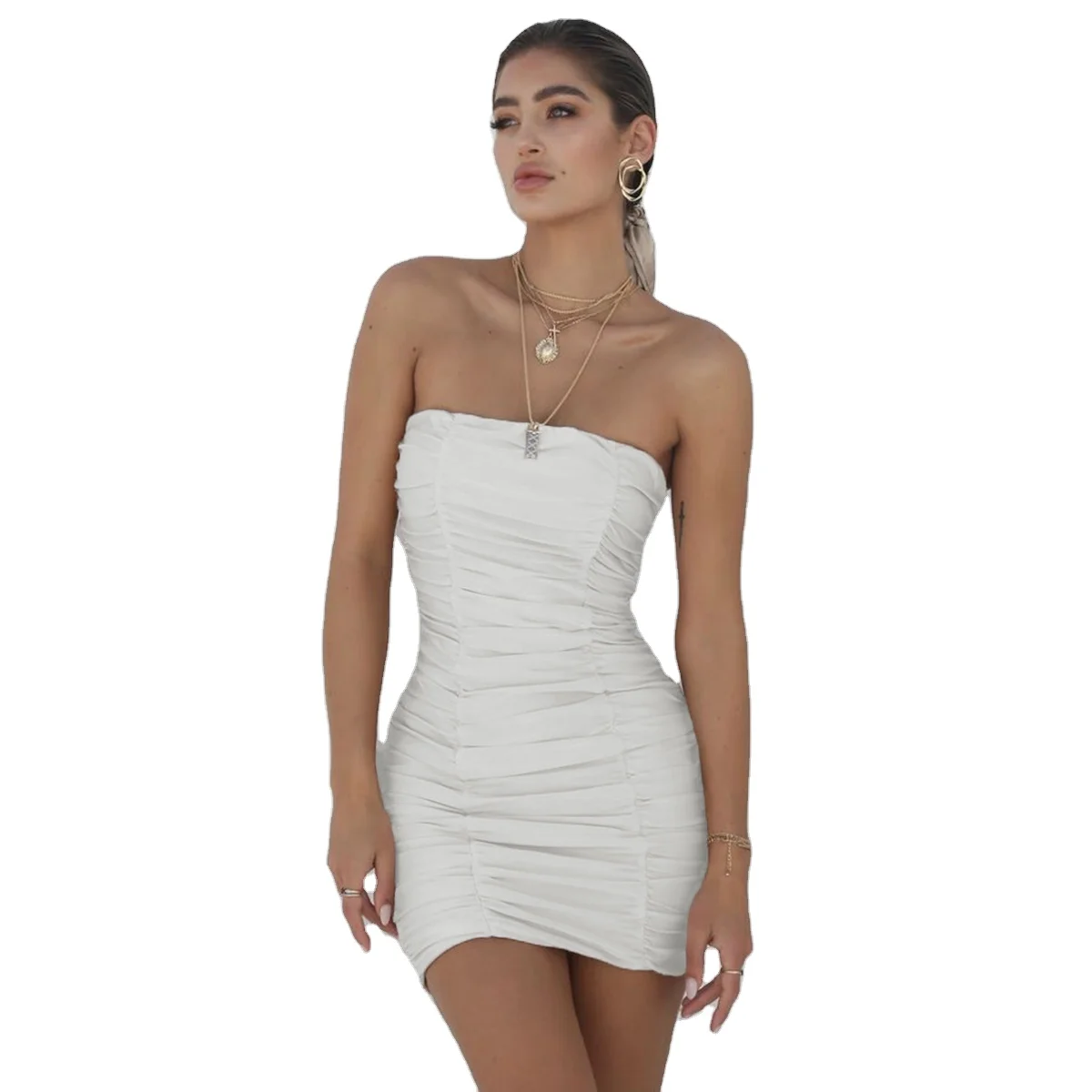 

RJ85L05 women sexy dresses strapless bandage dress seamless stretchy party beach club