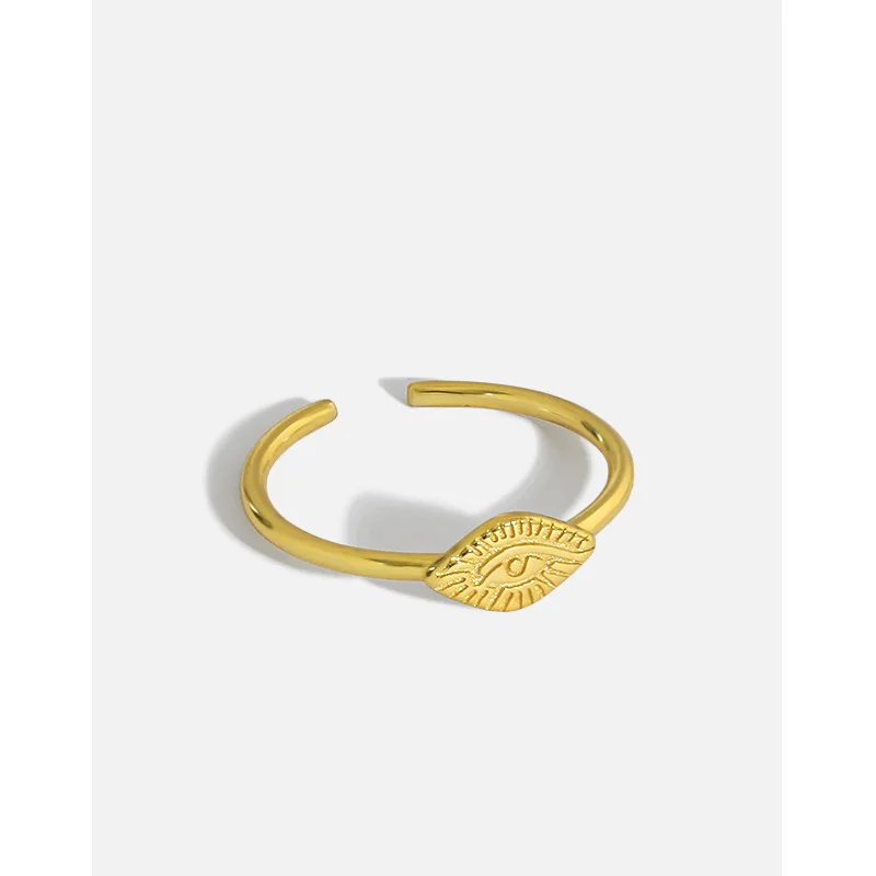 

2021 INS 925 sterling silver Plain engraved eye signet ring adjustable ring for women, Cubic zirconia