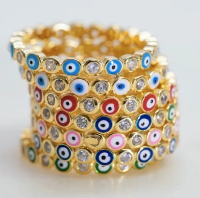 

Fashion ice out bling women jewelry cz colorful eye drop of glaze ring, Customized