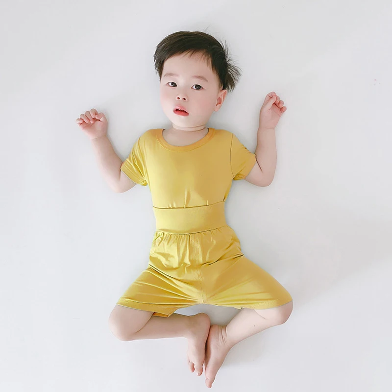 

CS009 2pcs Baby Clothes Sets Short Sleeve Solid Color 2pcs Toddler Kids Sets Girls Rib Outfits Clothing Sets