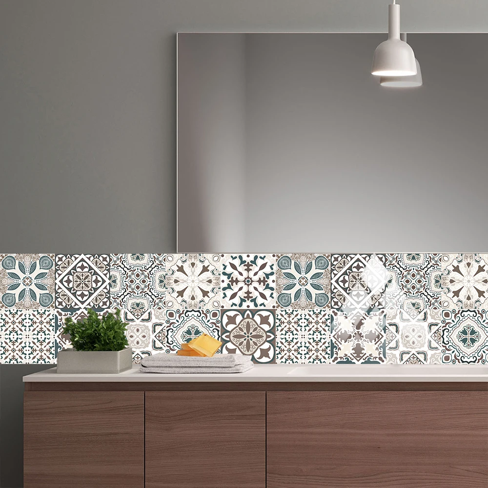 

30pcs Gray European Style Crystal Hard Film Tiles Sticker Bathroom Living Room Decor Wall Stickers Self-adhesive Wallpaper