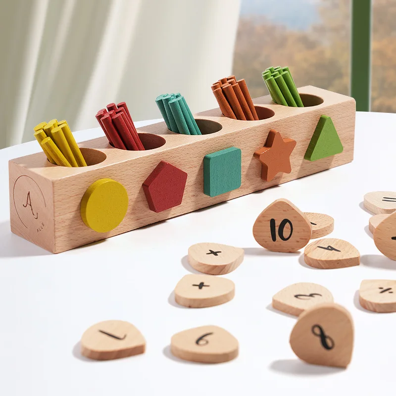 

Children Wood Counting Bar Toy Montessori Educational Math Geometric Cognitive Toy Kids Wooden Math Toys