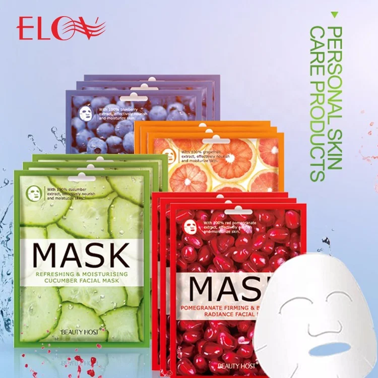 

100% Natrual Organic Best Brightening Hydrating Sheet Facial Mask Wholesale OEM Skin Care Oil Control Vitamin C Fruit Face Mask