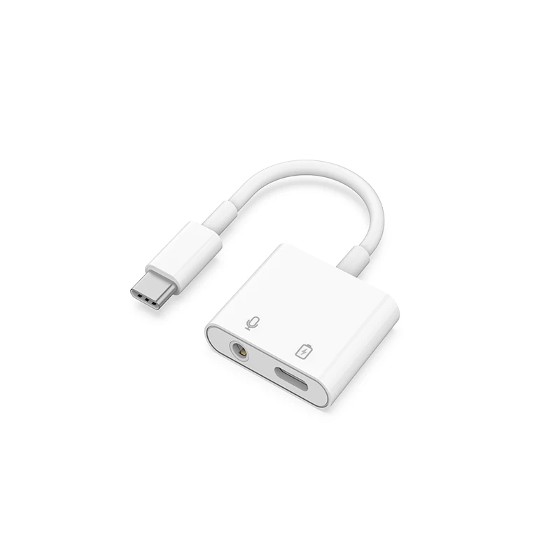 

New design 2 in 1 type c to 3.5mm audio adapter, White