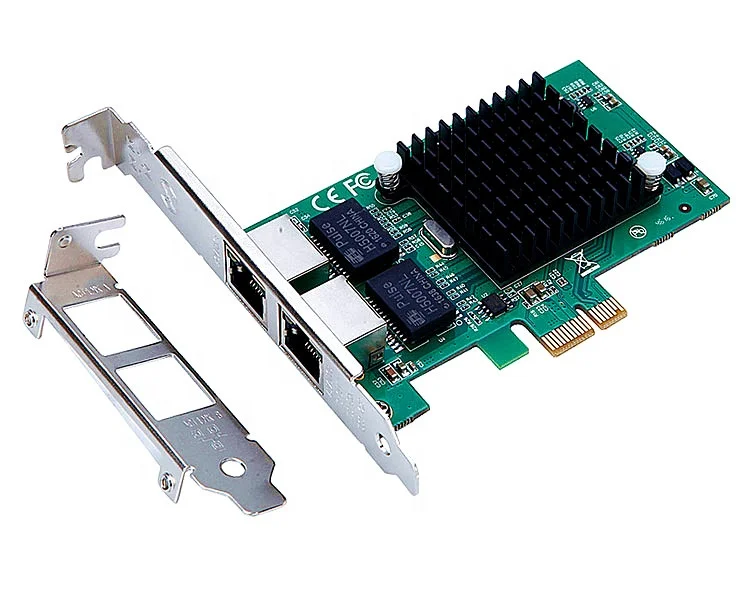 

2 Port PCIE X1 1000M PCIe Gigabit Ethernet Dual Ports RJ45 Lan Network Card Chip 82576 Network Pci-e Ethernet Server, Green