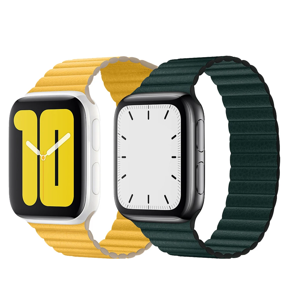 

Strong Magnetic Leather Watch Loop Replacement Strap Wristband for iWatch Series 6/se/5/4/3/2 Watch Band 38mm 44mm, 13 colors