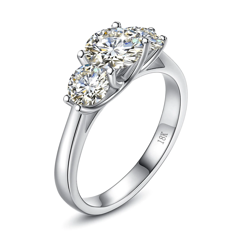 

JINAO Charm Women Engagement Wedding Fine Gold Jewelry 3 Stone Moissanite Diamond 10K 14K 18K Gold Rings Jewelry