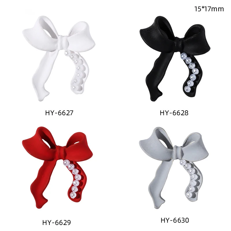 

Paso Sico Brand New 4 Colors Butterfly Ribbon Alloy Pearl Matting Nail Art Charms for DIY Nail Art Manicure Design 20pcs/bag