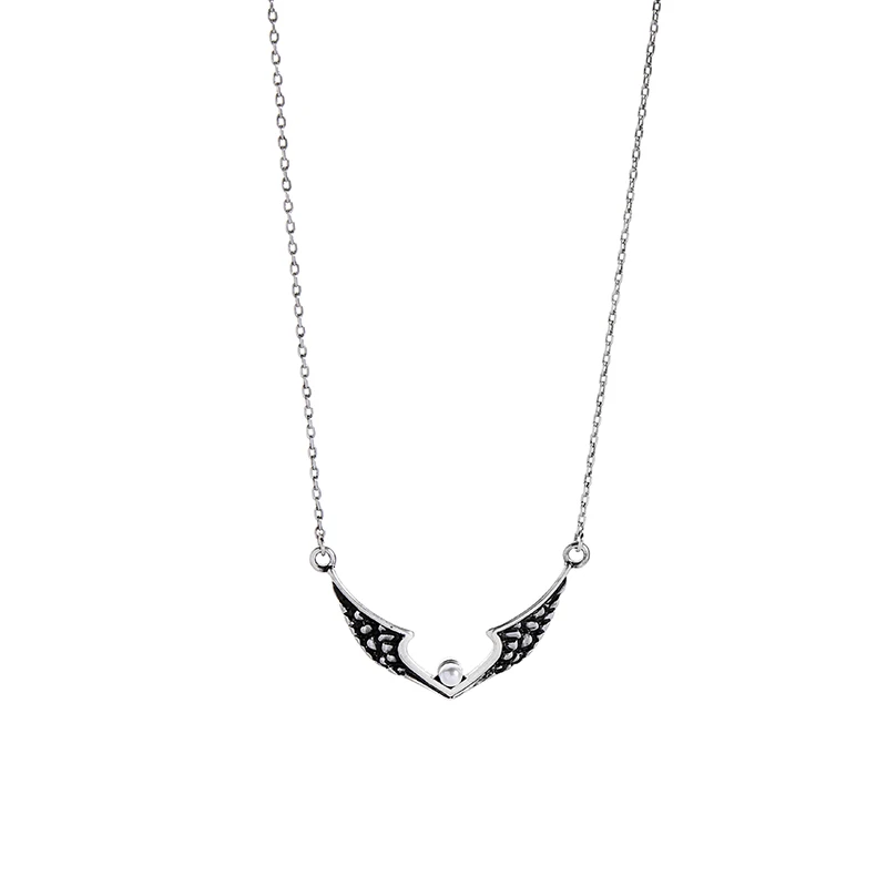 

x9112110 Simple Designs Women Fashion Jewelry Vintage Silver Pendant Wing Charm Bar I Love You Angel Necklace, As picture