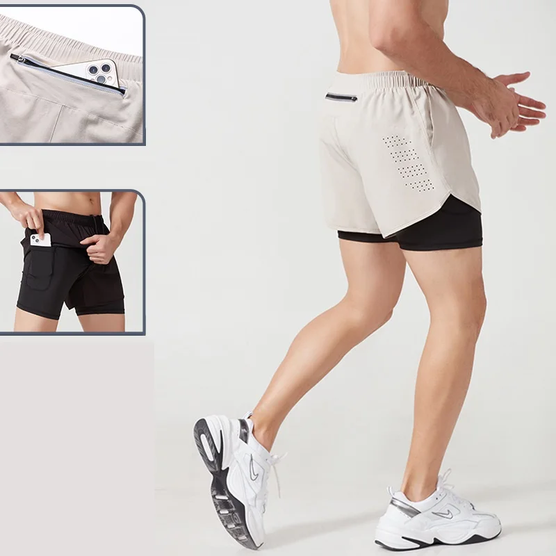 

Sport Shorts EU Size Quick Drying Marathon Training Fitness 2 in 1 Pants Men Basketball Running GYM Workdout Shorts