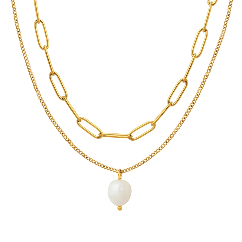 

Hot selling freshwater pearl pendant chain necklace Women's collarbone chain