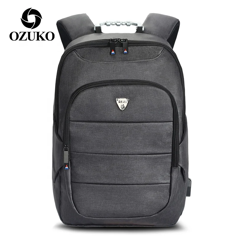 

Ozuko Charging Port School Travel Stylish Waterproof Bags Usb Smart Business Laptop Backpack Purses 2021, Grey/black