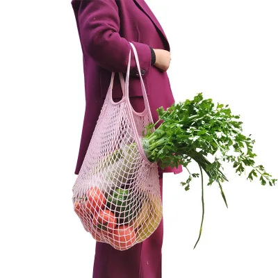 

Reusable Organic Cotton Tote Mesh Shopping String Net Bag for Vegetables Fruits