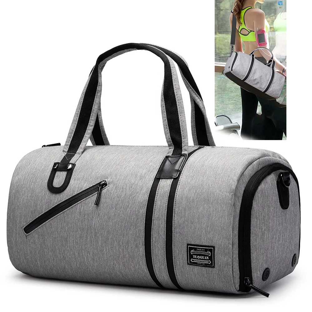 
TUGUAN In Stock Canvas Duffel Bag Custom Gym Exercise Bag With Shoe Compartment 