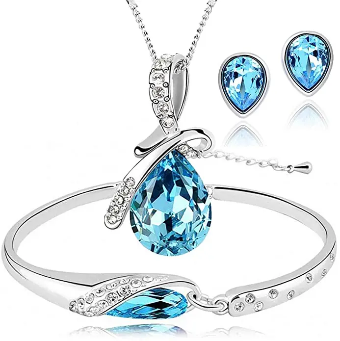 

New arrival Angel Tears Austrian Crystal Necklace & bangle & earring Set Fashion Jewelry set free shipping