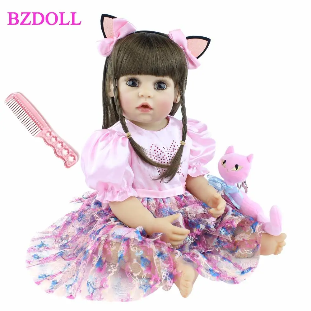 

22" Full Body Silicone Baby Reborn Girl Doll Lifelike Soft Vinyl Princess Toddler Toy