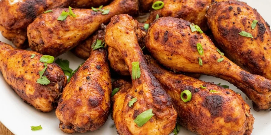 Happy family enjoying perfectly grilled chicken legs around a picnic table.