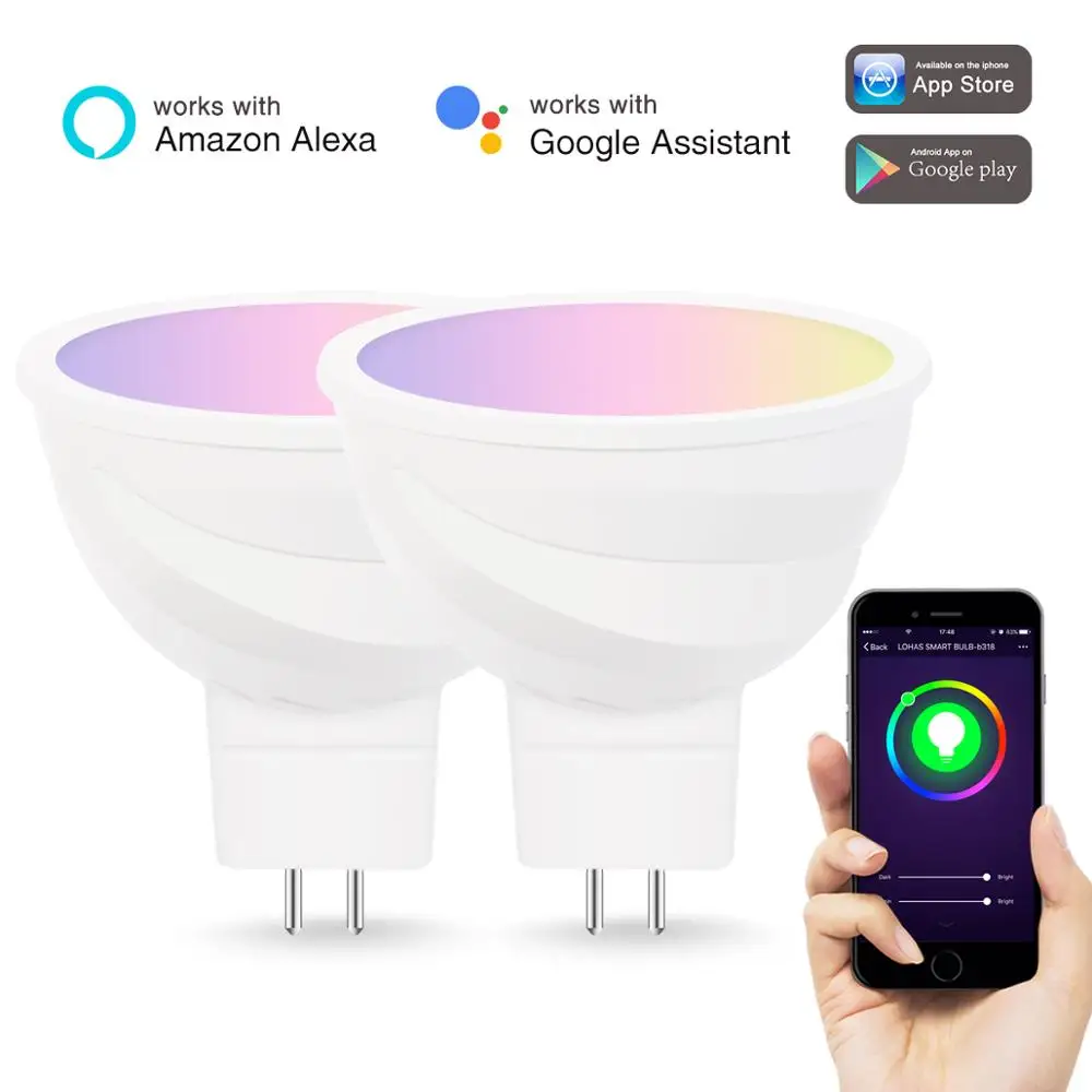 Smart Spot Light Bulb 5W MR16 GU5.3 RGBW Wifi Bulb LED Spotlight via Tuya APP Alexa Google Home