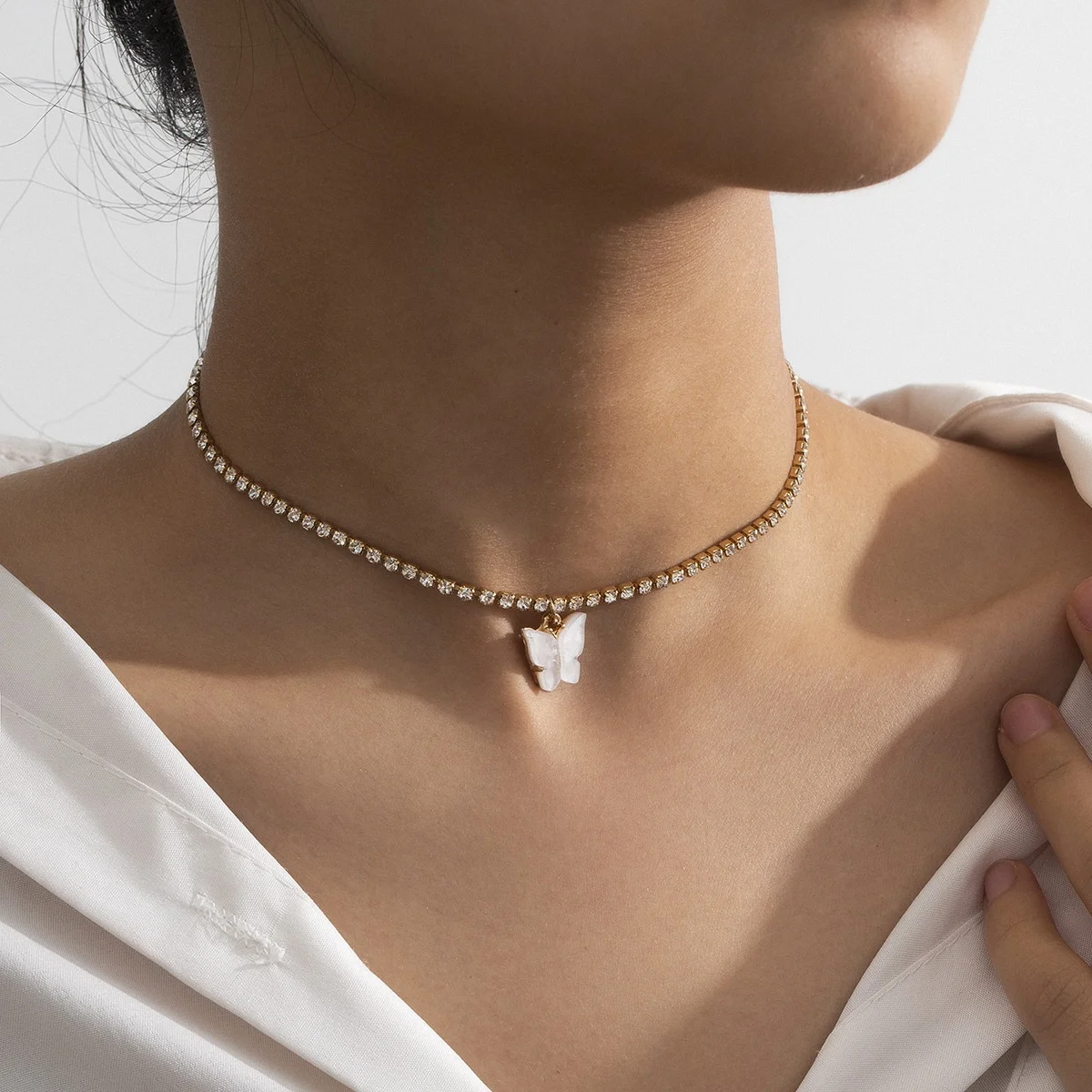

Fashion Jewelry Accessories Luxury Rhinestone Choker Necklace for Women Temperament Collar Necklace Birthday Gifts, Picture shows