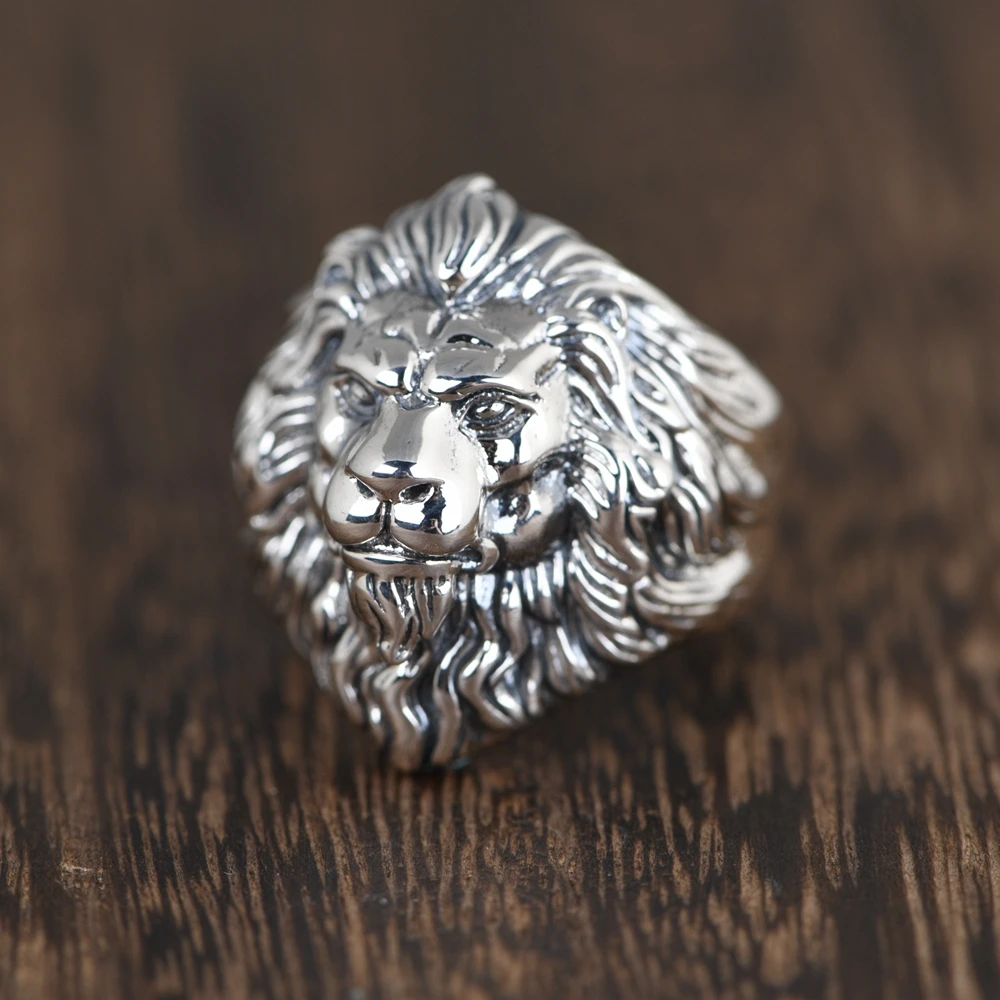 

Wholesale 925 sterling silver Hipster hip hop animal Lion opens ring man