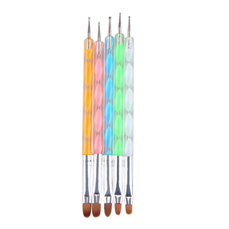 

Nail art brush and dotting tools sided set of nail brushes gel nail brush, 5 colors