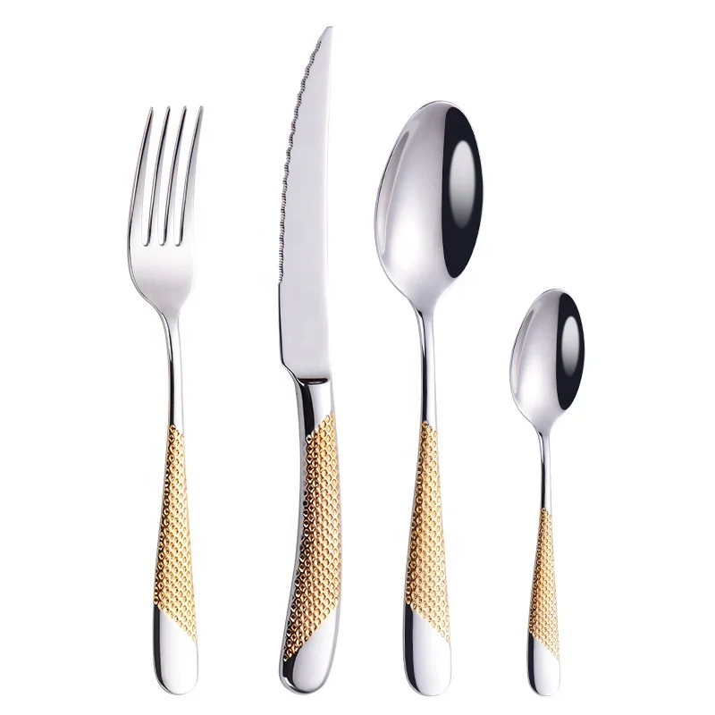 

2021 new arrival hot sales mirror polish stainless steel cutlery set star diamond handle spoons knife forks flatware sets