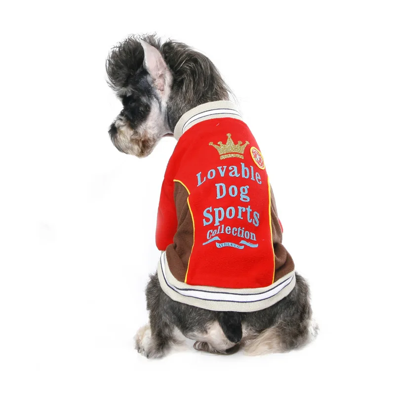 

pet autumn and winter clothing dog crown baseball jacket warm clothes