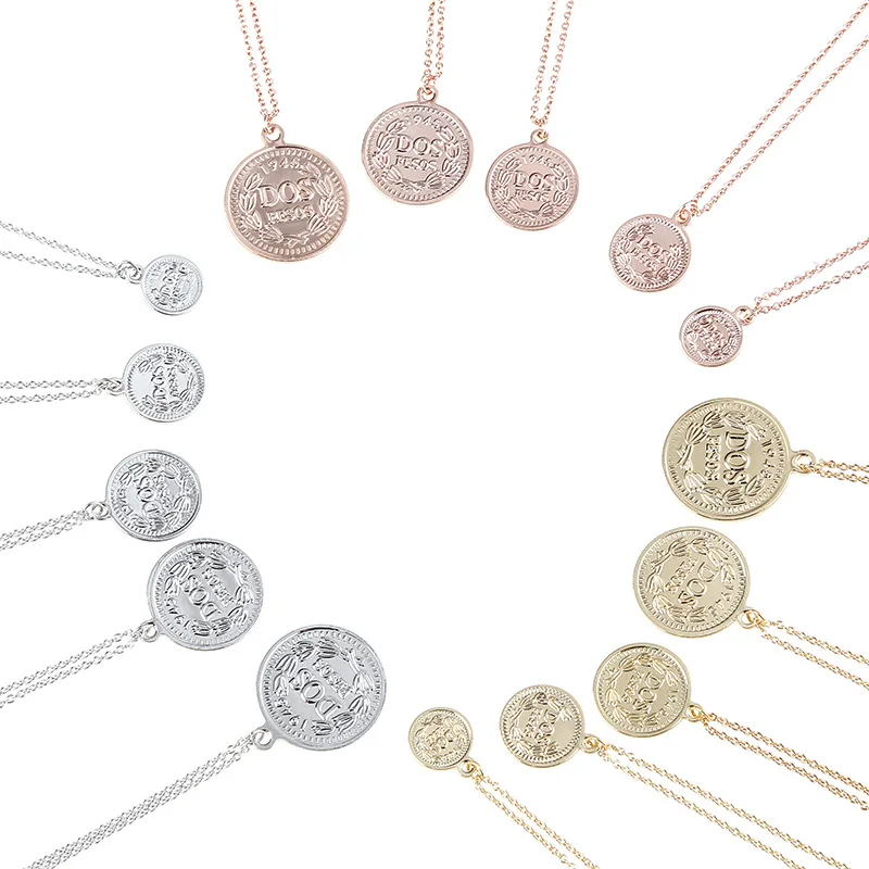 

2022 new round card necklace retro British and French queen beauty head necklace double-sided money coin pendant