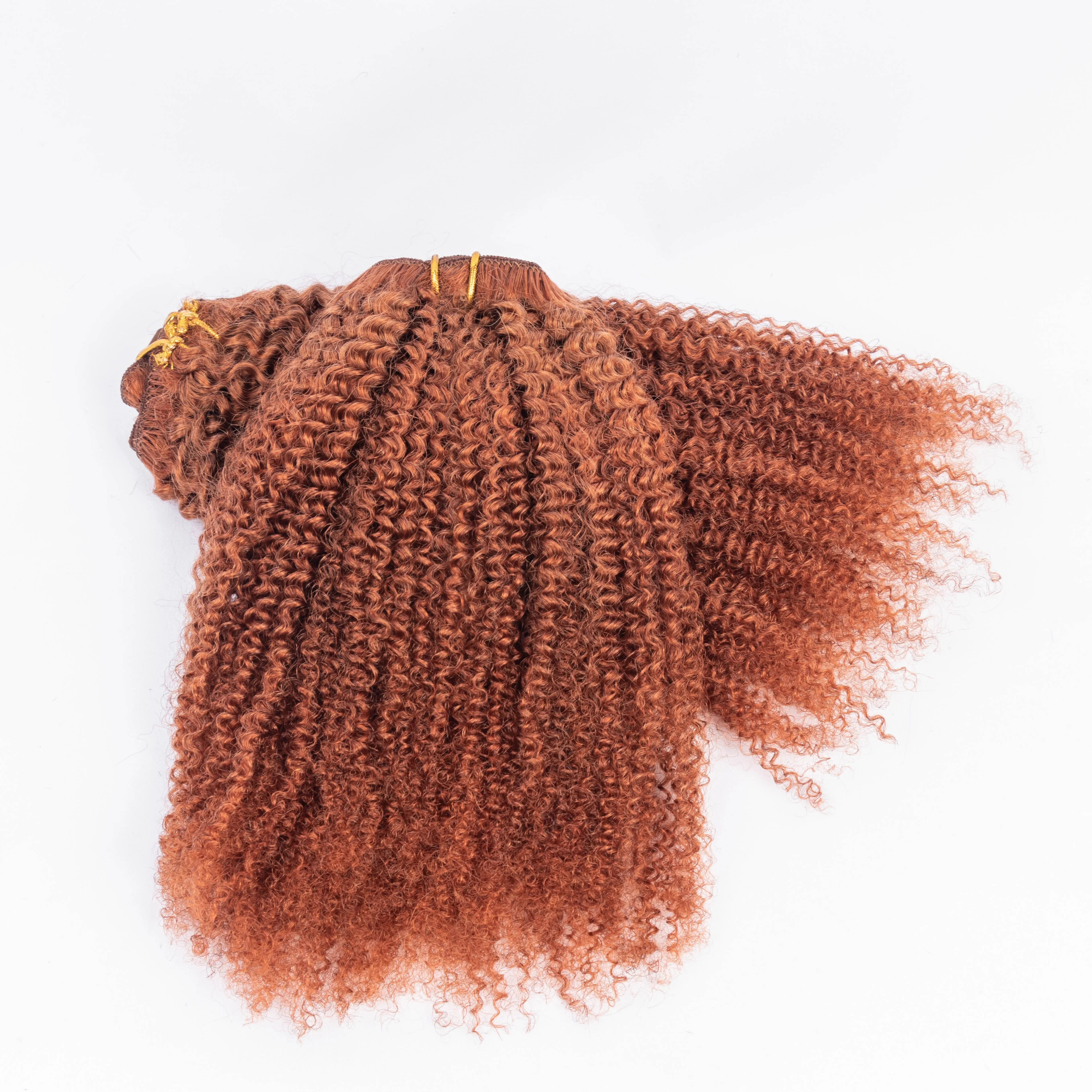 

Wholesale 4B4C Kinky Curly Clip In Human Hair Extensions 120g Color 130 Ginger 100% Brazilian Virgin Clip Ins