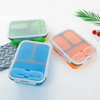 

Custom Home Eco Friendly Collapsible Insulated 2 3 Compartment Tin Silicone Tiffin Food Storage Container Set Bento Lunch Box
