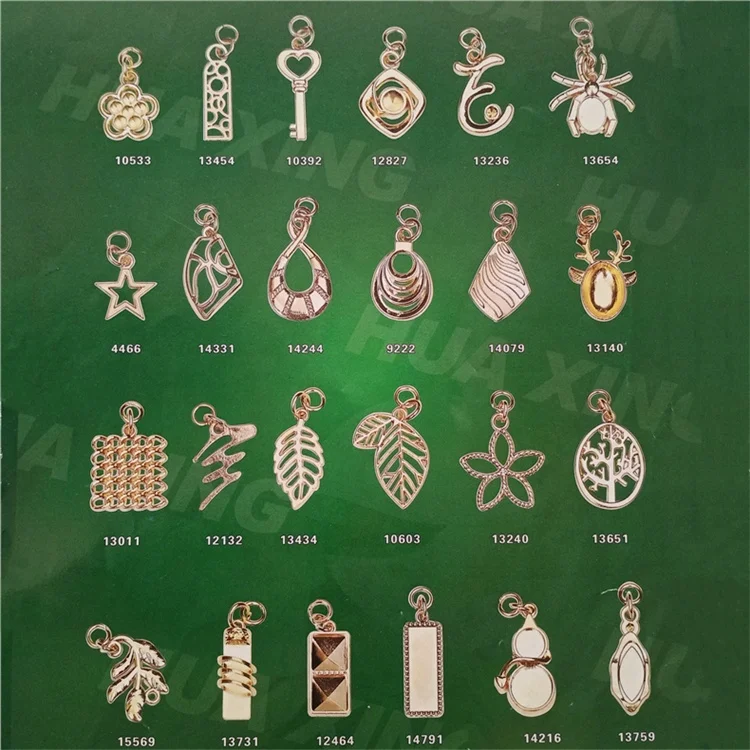 

golden diamond Leaf flower spider heart-shaped keys wing hammer metal zipper slider puller pendant pull parts, Any color can be customized