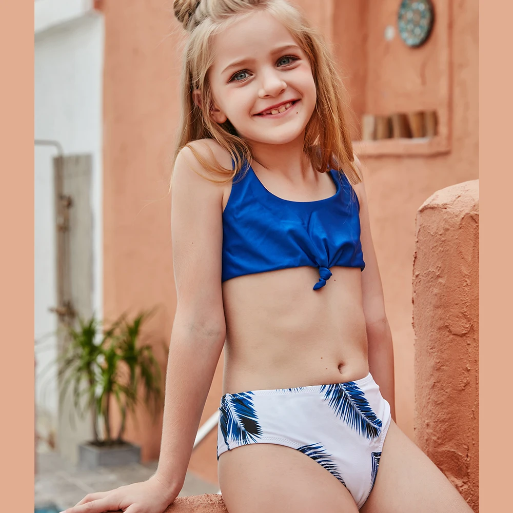 

wholesale Custom design blue bikinis woman swimwear kids swimsuits