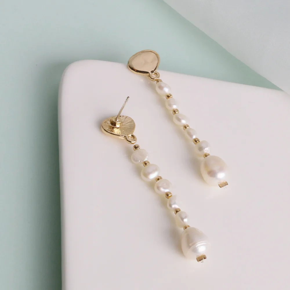 

Best Selling Real Gold Plating Long Pearl Drop Earrings Natural Freshwater Baroque Pearl Earring