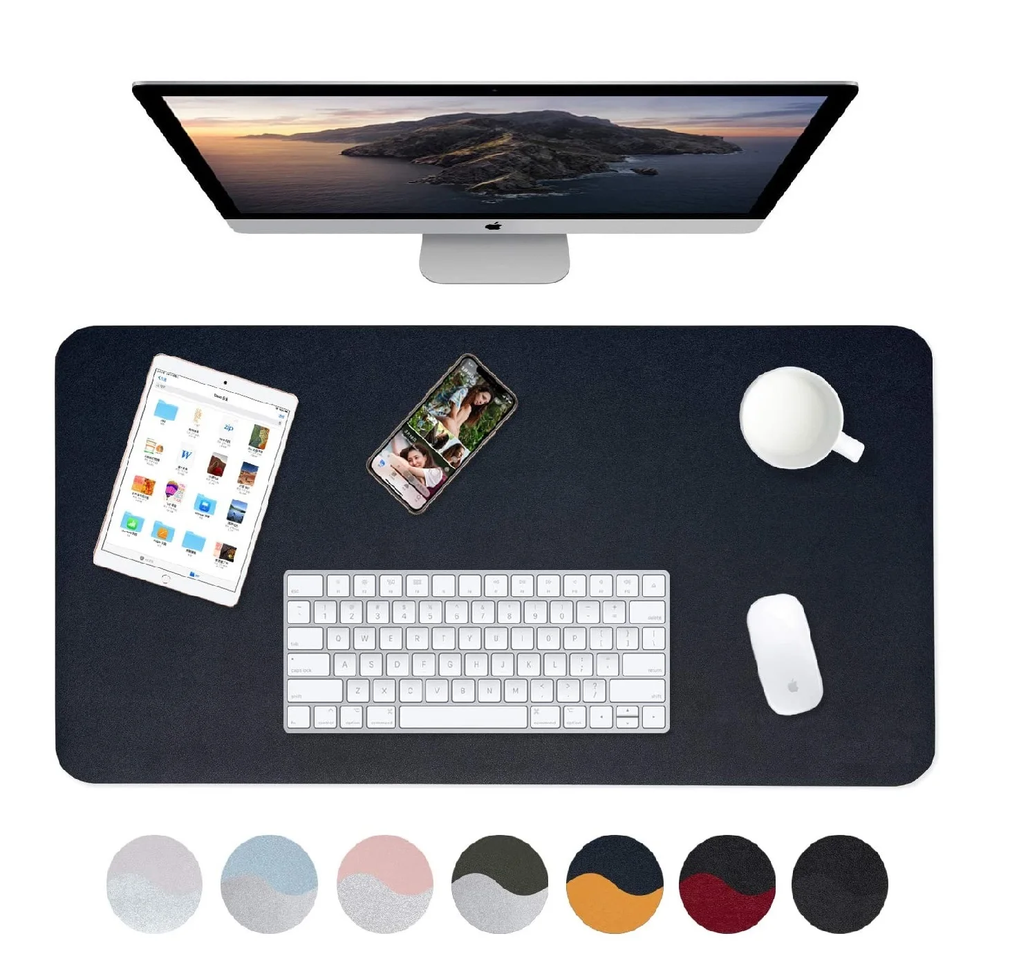 

Double side Large Leather Desk Mat Desk Pad Protector Dual Color Leather Desk Pad Office Home In Stock Fast Shipping To USA, As picture show or customized