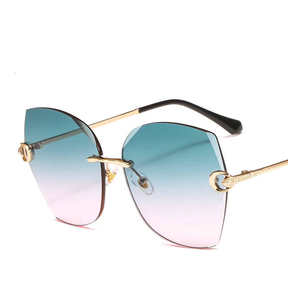 

QSKY Wholesale polygon UV400 fashion vintage frameless luxury sunglasses circle sunglasses women, Choice