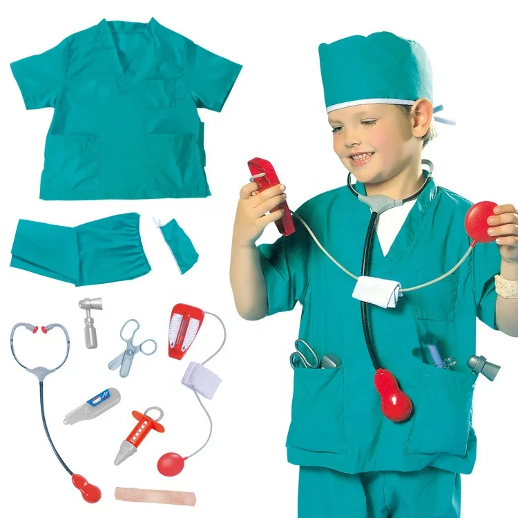 

Wholesale Carnival Cosplay Career Surgeon Gown Costume Boys Halloween Occupational Uniform Doctor and Nurse Kids Party Costume