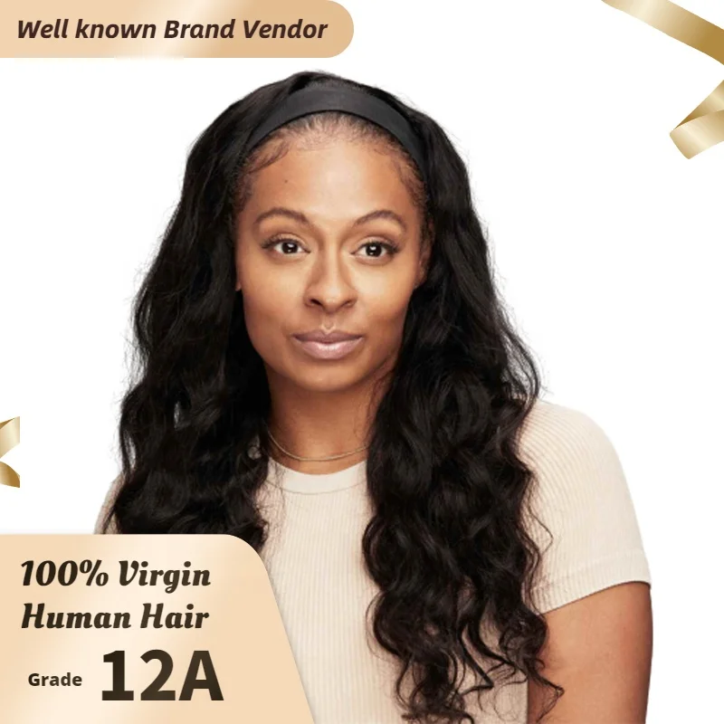 

Natural Curly Headband Human Hair Wig HD Brazilian Virgin Vendors Frontal Braided Human Hair Full Lace Closure Front Wigs