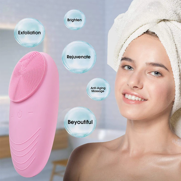 

Waterproof Sonic Vibrating Facial Cleansing Brush with 5 Modes for Face Cleaning, Blue, green, yellow, pink