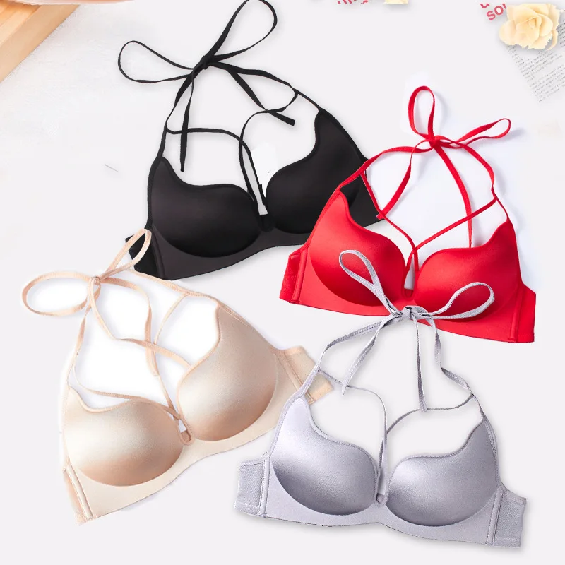 

Summer new underwear sexy medium thick mango cup traceless wirefree bra for women