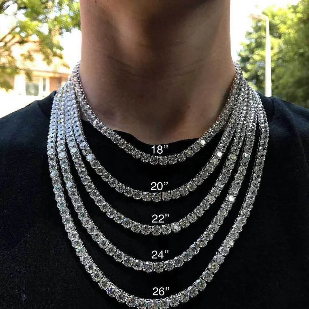 

Customized Brass Silver Gold Plated Fashion Bling Iced Cz Tennis Chain Iced Out Diamond Chain Jewelry Necklace For Unisex, Gold,white